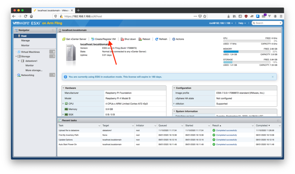 Figure 14 : Cliquez sur "Create/Register VM"