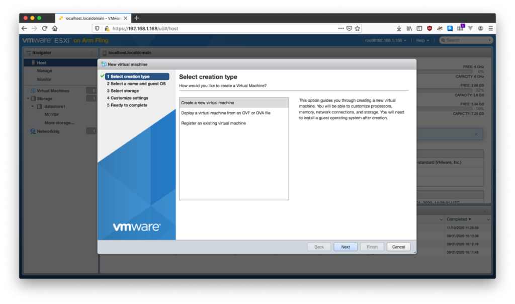 Figure 15 : Sélectionnez "Create a new virtual machine"