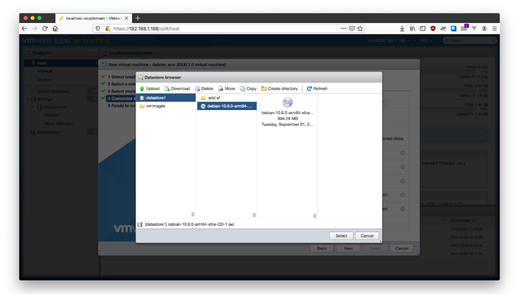 Figure 18 : Sélectionnez l'ISO qui a été ajoutée précédemment au Datastore